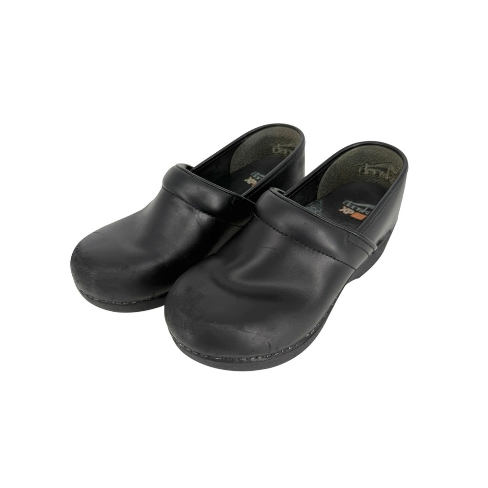 Dansko XP 2.0 Black Leather Clogs Womens 37 6.5-7 Slip Resistant Shoes Comfort